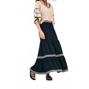 NEW MINT EXCLUSIVES naka embroidered maxi skirt in black